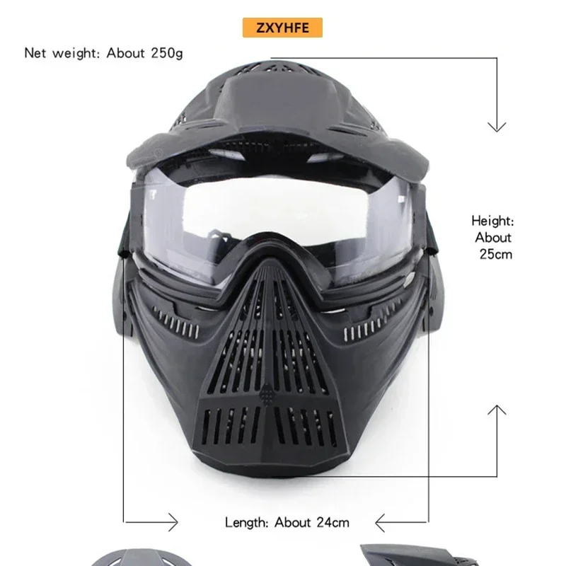 ZXYHFE Occhiali tattici integrali Maschera da tiro Paintball Wargame Protezione di sicurezza Attrezzatura da esterno Accessori sportivi da caccia