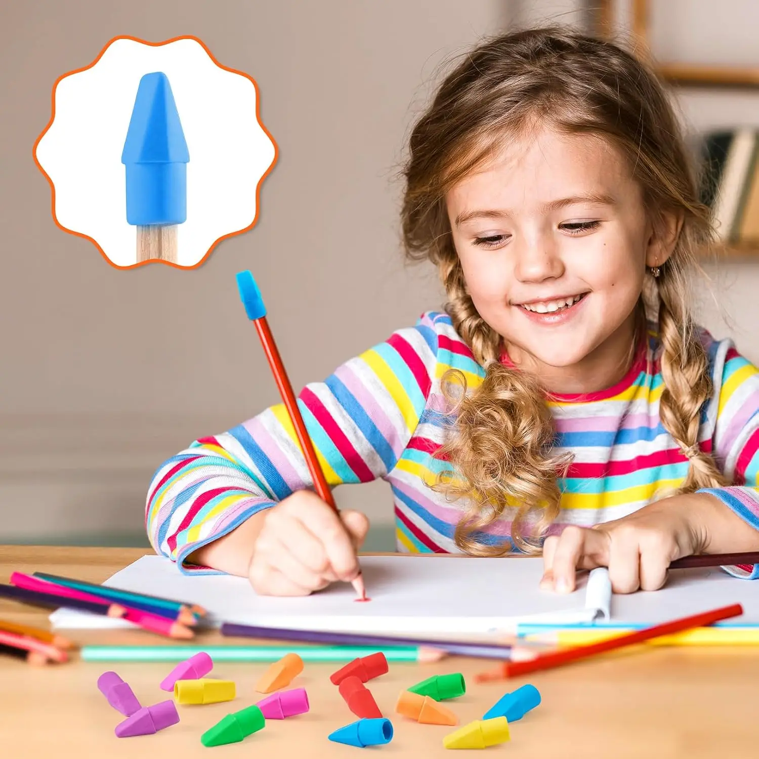 60-Pack Children's Pencil Top Erasers Cute Drawing Eraser Caps Essential School Supplies for Teachers And Students