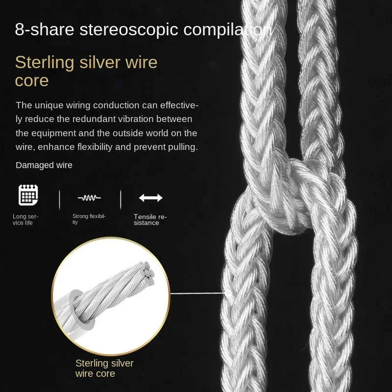 Lightning to 2RCA 1/2 iPhone Audio Cable HIFI Sterling Silver Phone Amp Speaker Cable Upgrade Cable