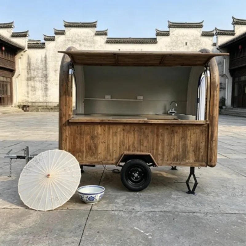 Mini Food Truck Trailer Mobile Kitchen with Freezer Fridge for Ice Cream Hot Dog Coffee Snack Bar Sale