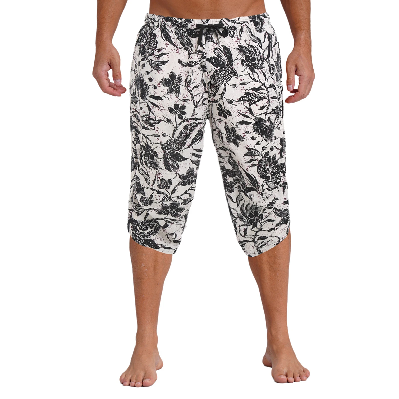 

Men Allover Stylish Print Harem Loose Pants Capri Pants Pockets Hippie Pants Boho Style Trousers for Beach Vacation Daily Casual