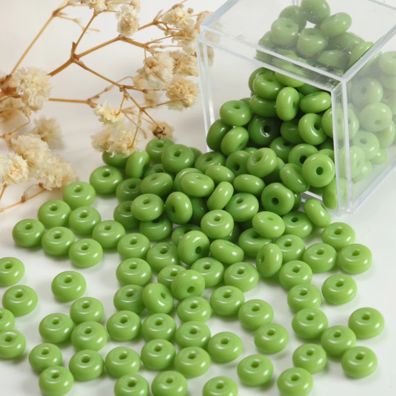 3x6mm Grassland Green Glass Abacus Beads Loose Beads for Handmade Jewelry Making Bracelet Necklace Beading Craft Supplies