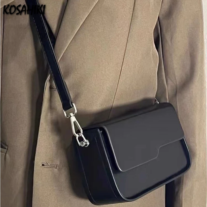 Korean Y2k Aesthetic Chic Elegant Crossbody Bag All Match Simple Office Lady Handbags Casual Vintage Women Shoulder Bags Trendy