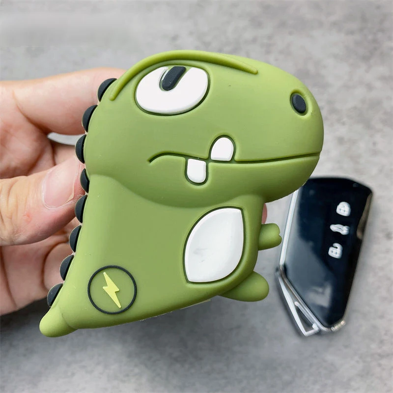 

Cartoon Dinosaur Silicone for Volkswagen VW 2021 Golf 8 ID.6X ID.4X ID.6 CROZZ Smart Key Case Cover Fob Bag Keychain Accessories