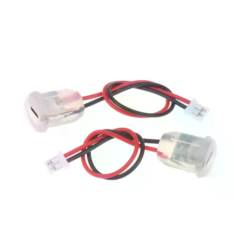 1/3/5Pcs Type C Female Socket Jack Connectors Waterproof 2 Wire Pigtail Cable With LED Lights 3A 5V Fast Charger Power Port