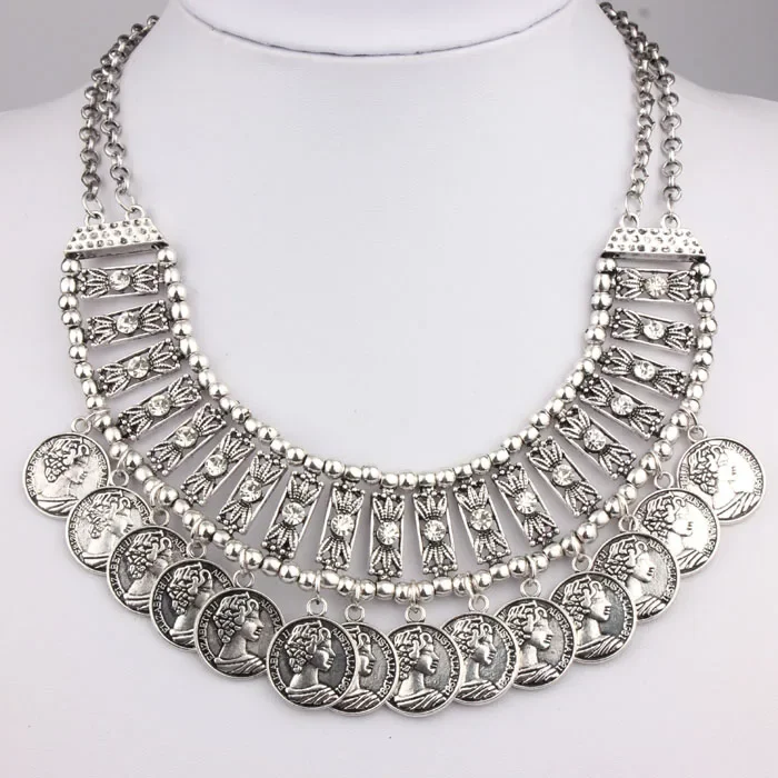 VIVILADY Vintage Classic Alloy Multi-layer Portrait Geometry Necklace Clavicle Chain For Women Luxurious Jewelry Festival Gift