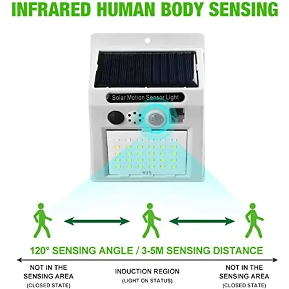 Alarm Sound Wireless Induction Infrared with Motion Detector Solar Light Security Solar Lamp Remote Control