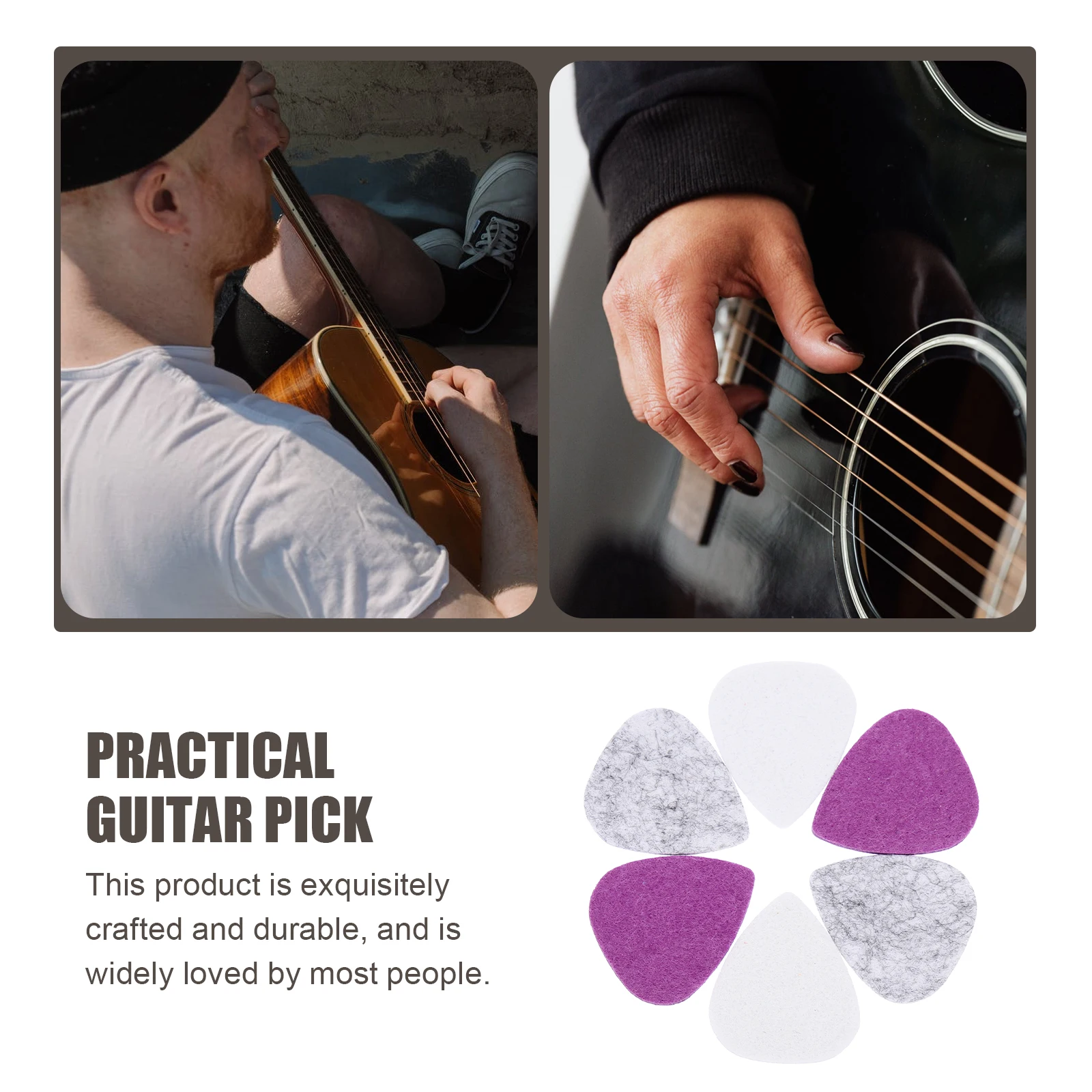 

6pcs Guitar For Folk Ukulele Stringed Instruments Durable Felt Compact Picks Guitar Practice Performance Accessories Portable