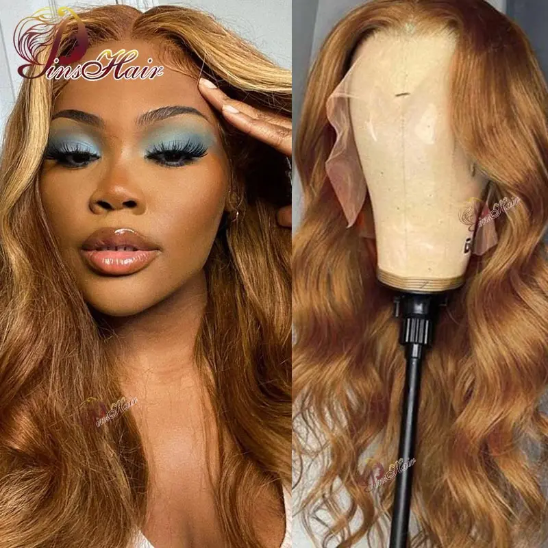 Ginger Blonde #30 Colored Body Wave 13x1 HD Transparent Lace Front Wig 13x4 Human Hair 28 inch Brazilian Hair For Black Women