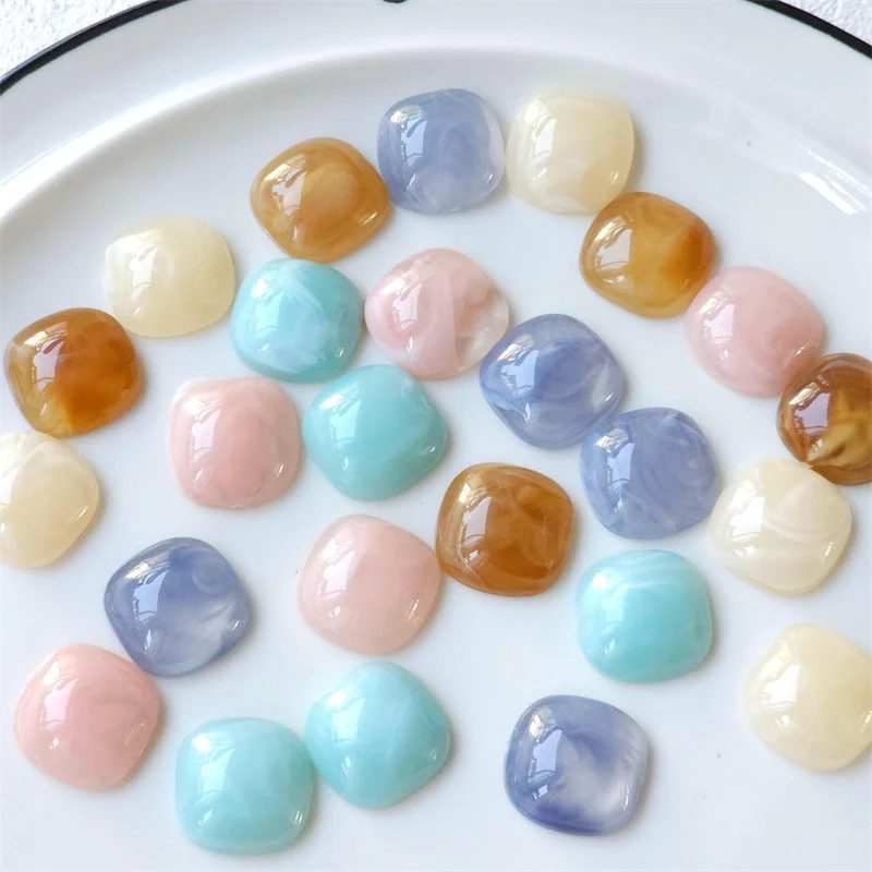 أحدث 100 قطعة/الوحدة 18 مللي متر اللون نغمتين التدرج الهندسة شكل مربع الراتنج كابوشون الخرز لتقوم بها بنفسك مجوهرات الملابس الشعر التبعي #1