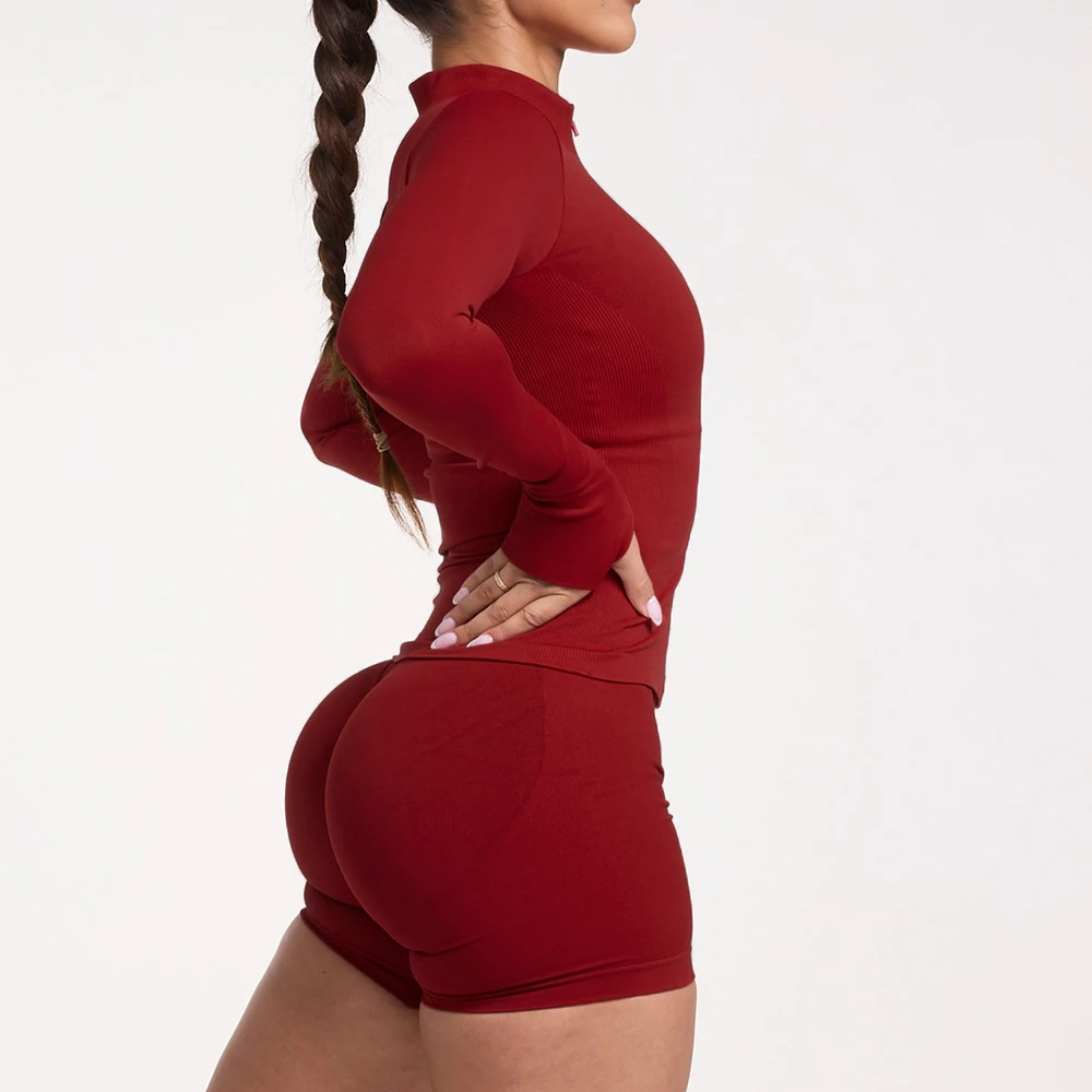 Dynamic Zippy Jacket 2 piece set yoga outfits Seamless Zip Tracktop Sports Tops Activewear Gym Workout Running Women Sportswear