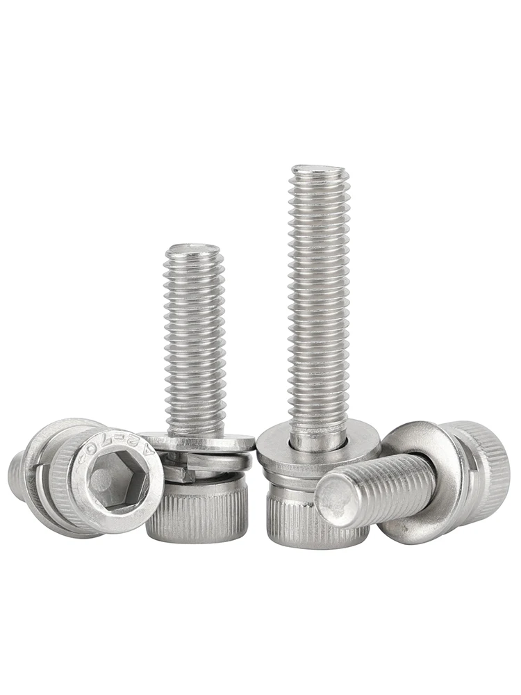 M2 M2.5 M3 M4 M5 M6 M8 M10 M12 六角穴付きボルト（ワッシャー付き）304ステンレス鋼メートル法3種類の組み合わせネジ