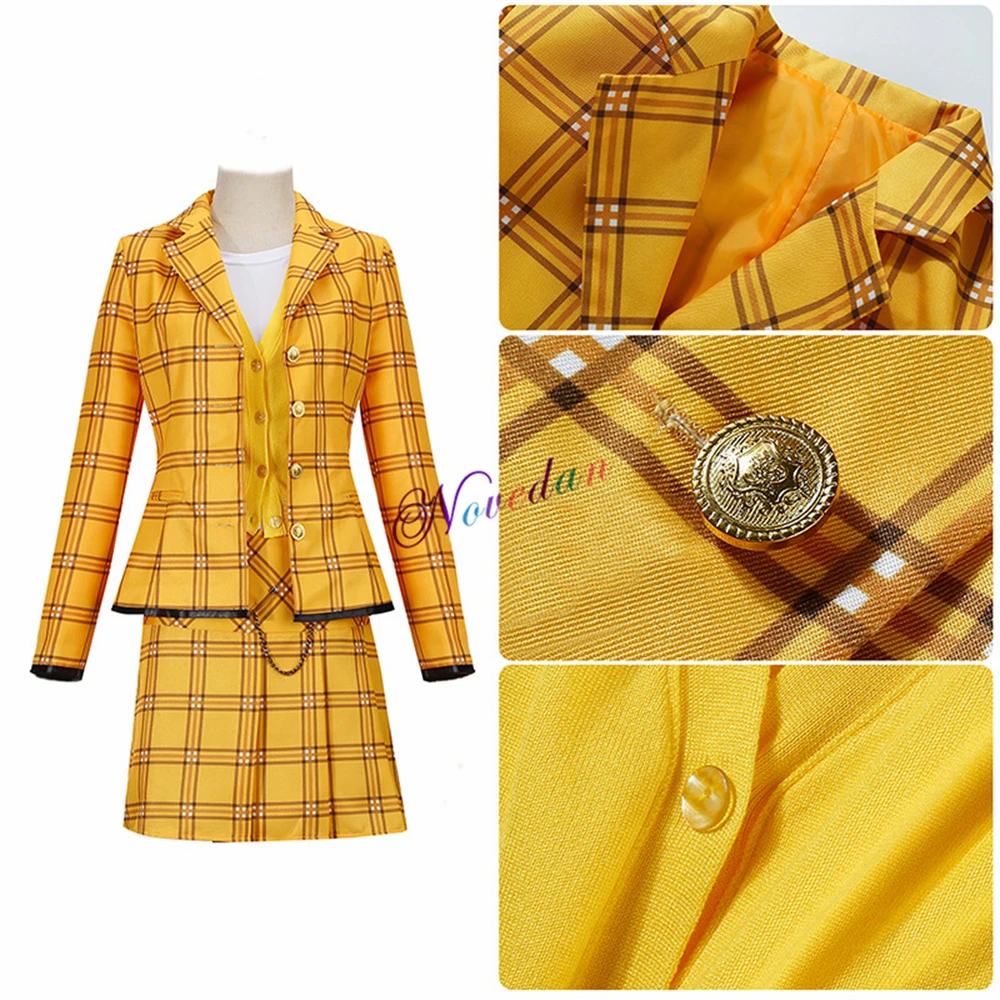 Clueless Cher Horowitz Costume Wig Girls School Uniform College Jacket Skirt Dress Suit Halloween Cosplay Costume Woman Outfit