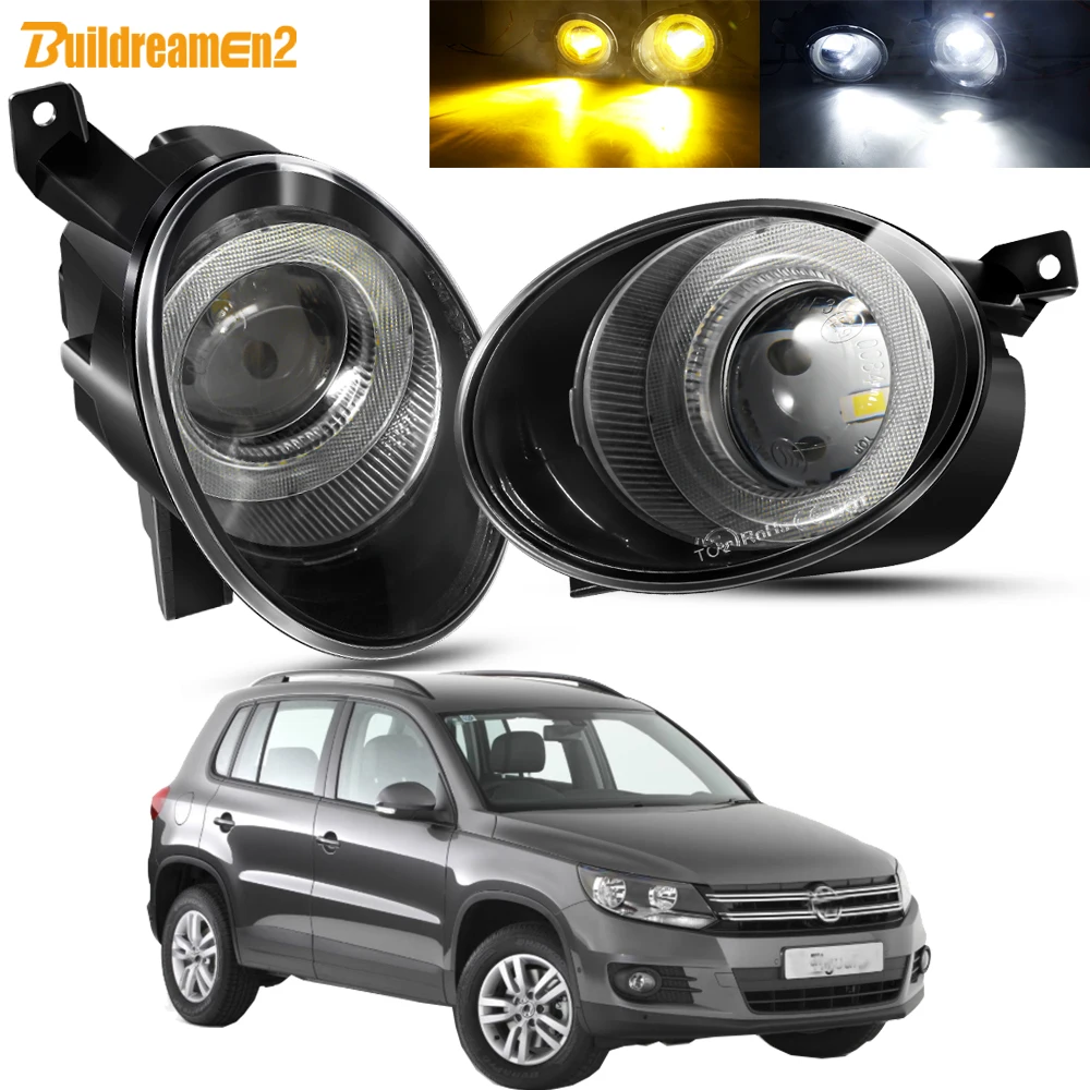 

2 Pieces Car LED Fog Light Assembly For Volkswagen VW Tiguan (5N_) 2012-2016 30W Angel Eye Fog DRL Daytime Running Lamp 9006 12V