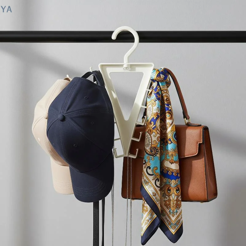 【SA】Over Door Coat Hanger 1/2 PCS V Shaped White 12 Hooks 360° Rotation for Home Office Bag Hat Organizer