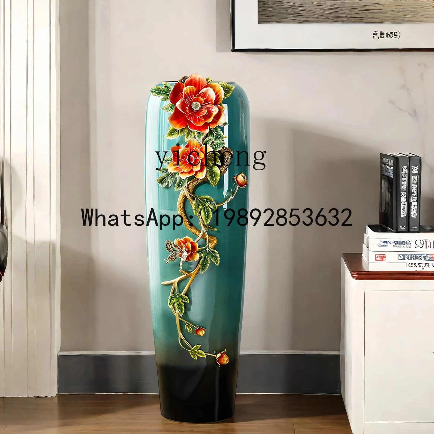 

X7 Floor-standing Enamel Color Large Vase European-style Villa Living Room Sofa Side High-end Decoration