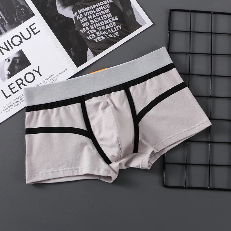 Cotton Boxy Underwear for Men Sexy U Convex Pouch Boxer Shorts Contrasting Color Breathable Comfortable Sinple Sports Underpants