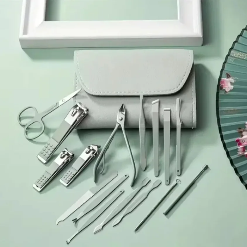 16/12/4 pièces coupe-ongles professionnel et pinces à cuticules ensemble avec étui de voyage ensemble de manucure ensembles de pédicure coupe-ongles