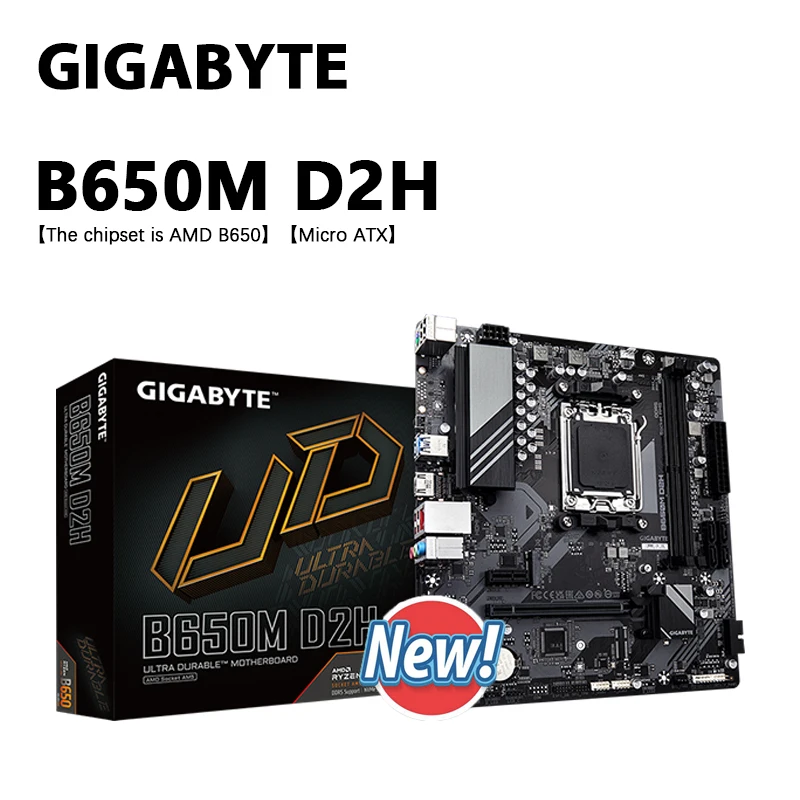 

Новая материнская плата Gigabyte B650M D2H, AM5, LGA 1718, AMD B650, Micro ATX, DDR5