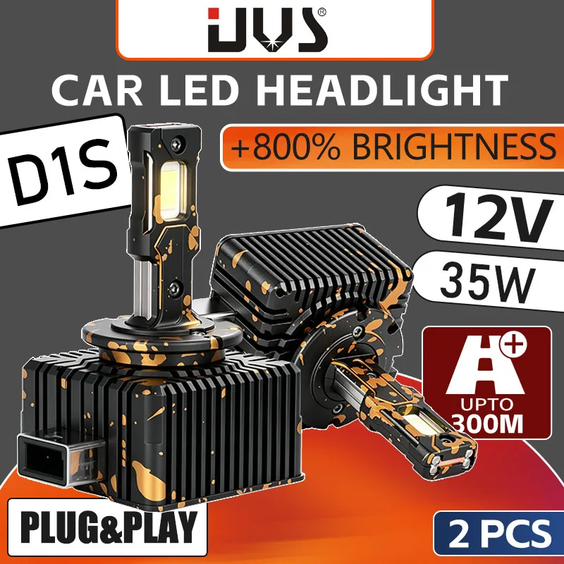 

2PCS D1S D3S D8S LED Headlight Bulbs 1:1 Plug & Play 12V 24V 4 Copper Pipes Cooling, Canbus No Error 30 CSP Chip 6000K White