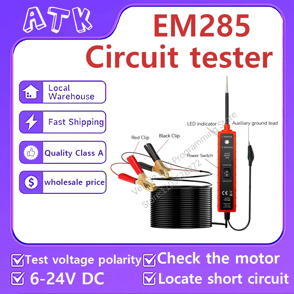 

Electric vehicle voltage testing pen DC digital display probe pen automatic diagnostic tool 5V to 90V tester long probe pen