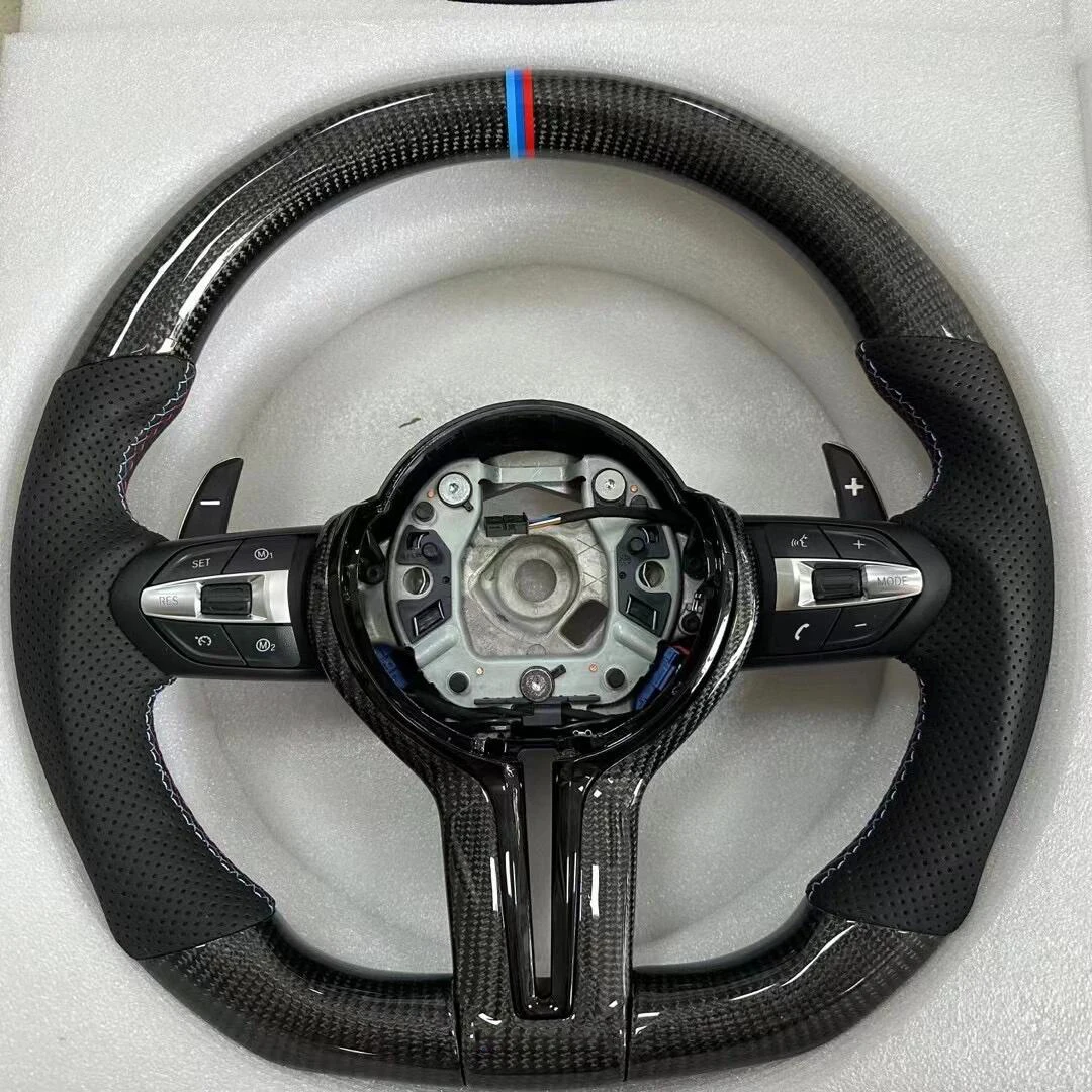 

Half Perforated Leather & Carbon Fiber White Stitching Steering Wheel Assembly For BMW F10 F20 F30 F32 F36 F80 F82 M3 M4 M5