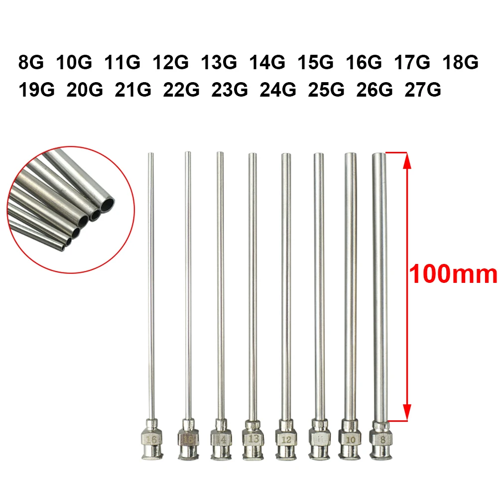 24 Pack 8G-27G 100mm Stainless Steel Dispensing Needle Tip Blunt Syringe Needle  for Refilling Glue Syringes