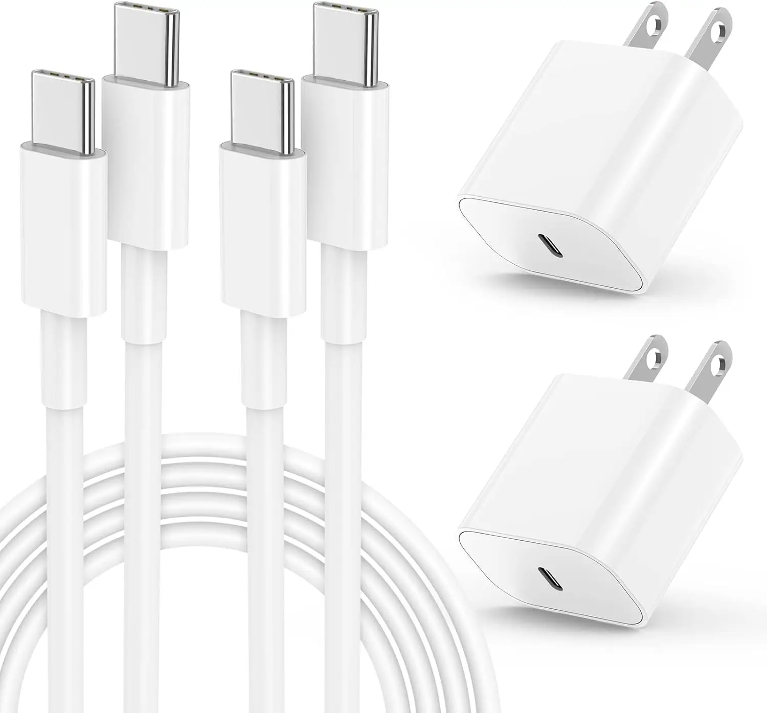 

Быстрое зарядное устройство USB-C 20 Вт для iPhone 17/16/15, iPad, сетевой адаптер с кабелем Type-C 1.8 м