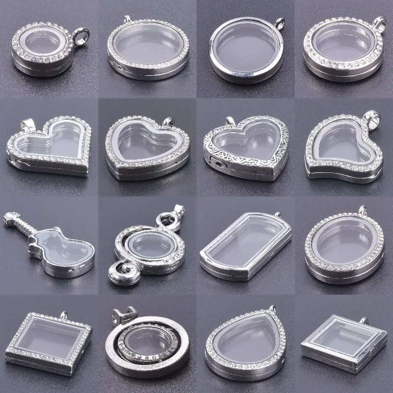 1Pc Geometric Heart Round Glass Living Photo Medaillon Pendant Music Note Guitar Glass Relicario Colgantes Diy Necklaces Jewelry