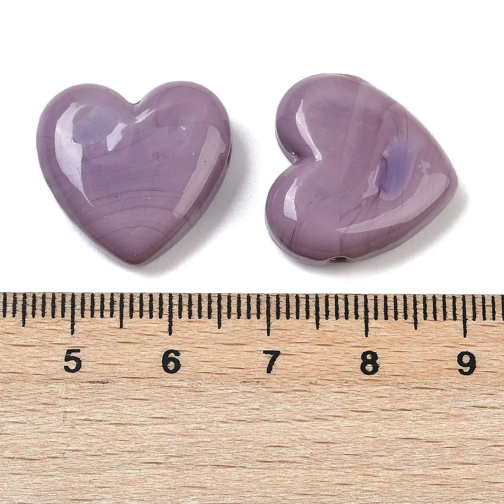 10 Stück handgefertigte mehrfarbige Herz-Glasperlen aus Lampwork-Glas, Valentinstagsgeschenk, 19–20 x 6,5–7 mm für die Herstellung von DIY-Schmuck – Detail 20