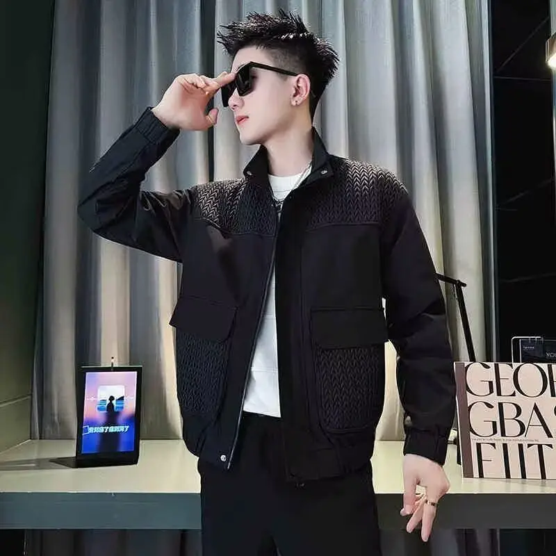 

Casual Sli Men's Jaet Loose Fit High Street Trend Harajuku Korean Sle Spring Autumn Outerwear Polyester Material