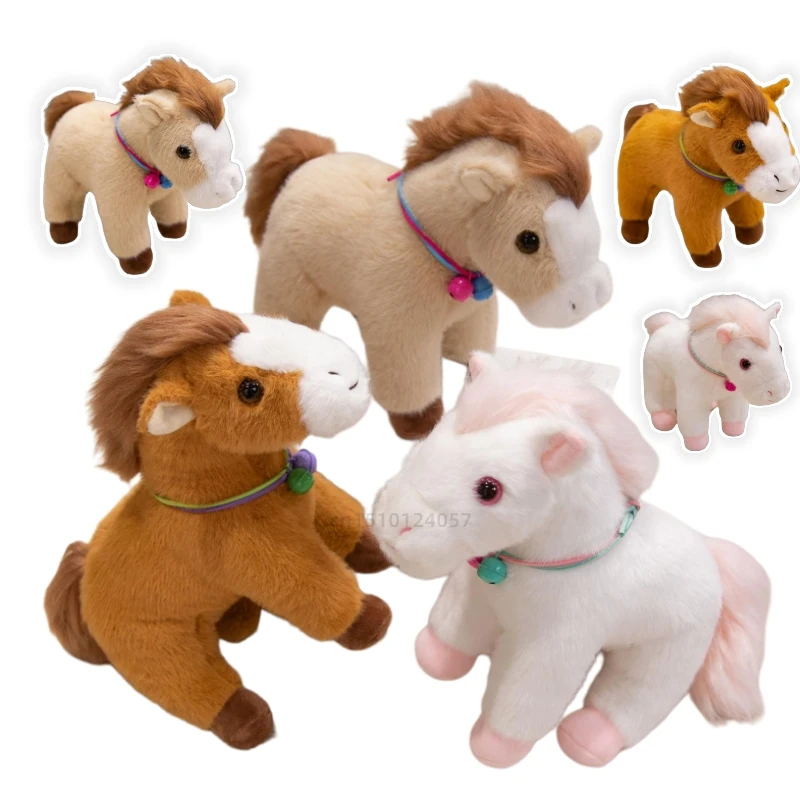 

New 27CM Bell Horse Plush Toys Soft Stuffed Animal Doll Cute Simulation Steed Doll Nice New Year Gifts Home Decoration for Baby