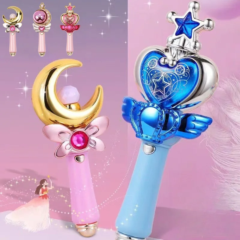 Fairy Magic Wand Glowing Musical Sound Effects Toys Cutie Moon Rod Wand Figure Toys Queen Transformation Wand Stick Girls Gifts - view 3