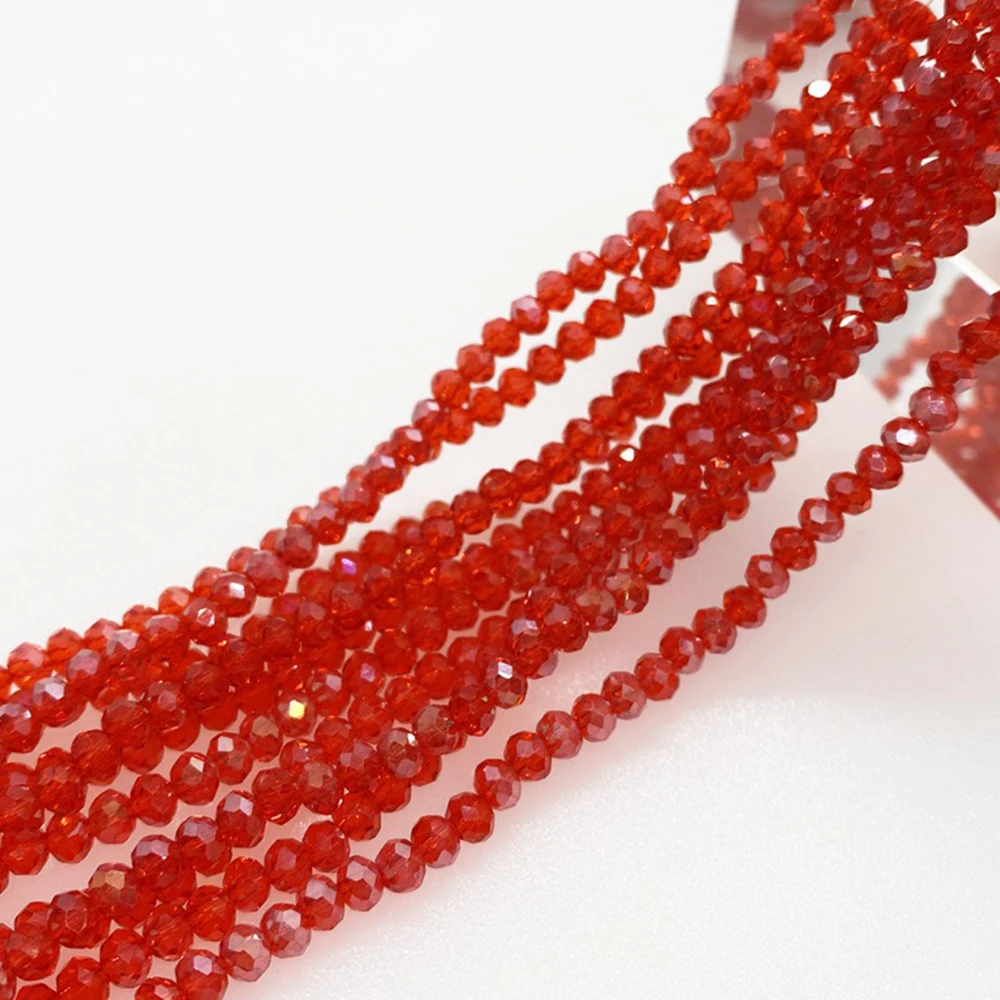 3 4 6 8mm 5Strands Faceted Red Glass Bead Crystal Beads Strand Spacer Beads for Jewelry Accessorie DIY QMB22