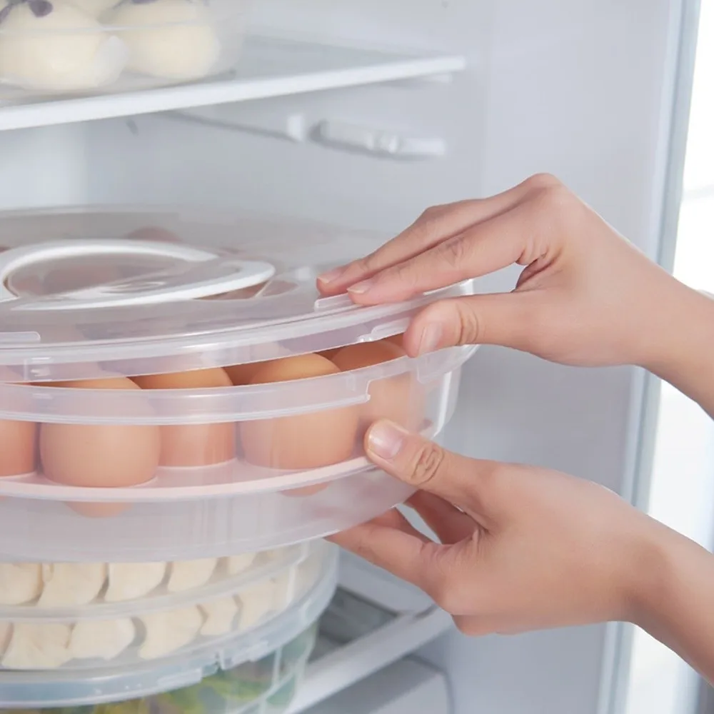 Clear Dumplings Organizer Multilayer With Sealed Lid Food Storage Container Reusable multi-functional Round Dumpling Box