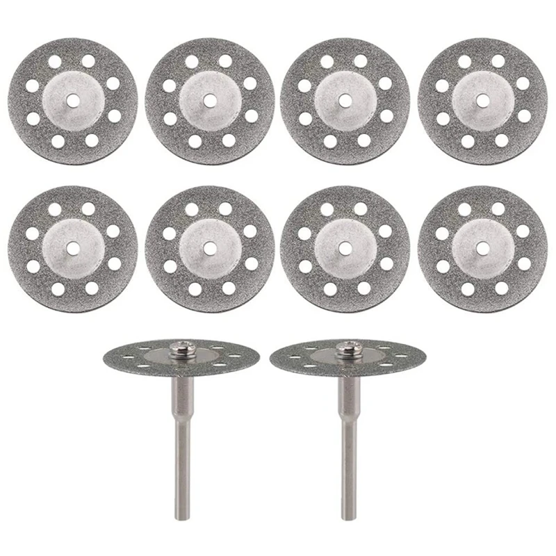 10 Pcs Diamond Cutting Wheel Cut Off Discs Coated Rotary Tools With Mandrel 22Mm For Dremel