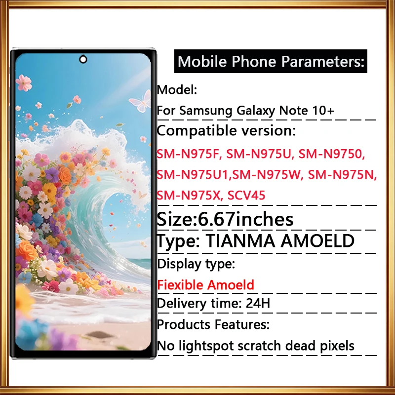 AMOLED Display For Samsung Note 10+ 4G 5G Touch Screen N975F N976F LCD Repair Kit Replacement Support S Pen Fingerprint image 2
