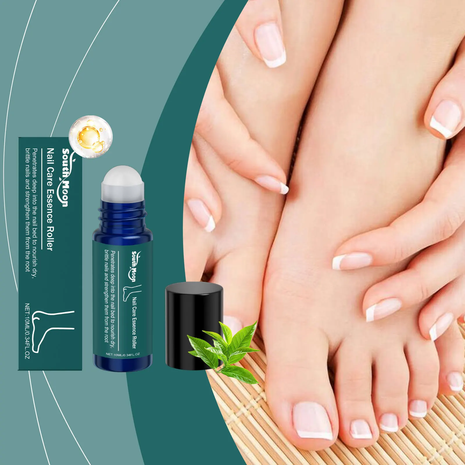 أسطوانة جوهر العناية بالأظافر من ساوث مون - مغذية وتقوية للأظافر الجافة والهشة، أداة توزيع الكرة الدوارة