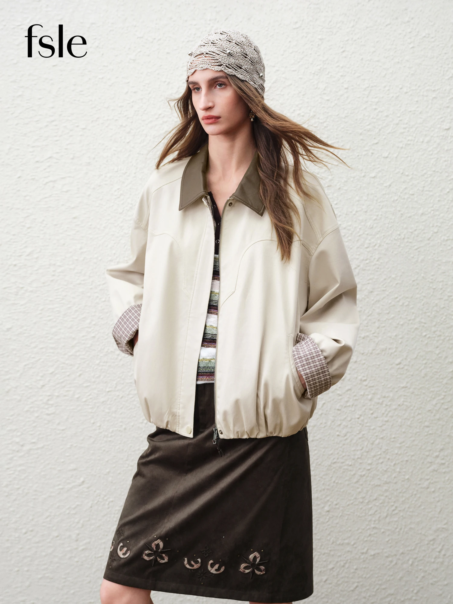 

FSLE 【Premium Series】 Vintage Workwear Jacket for Women Splicing Coats Straight Streetwear New Spring 2026 Classical