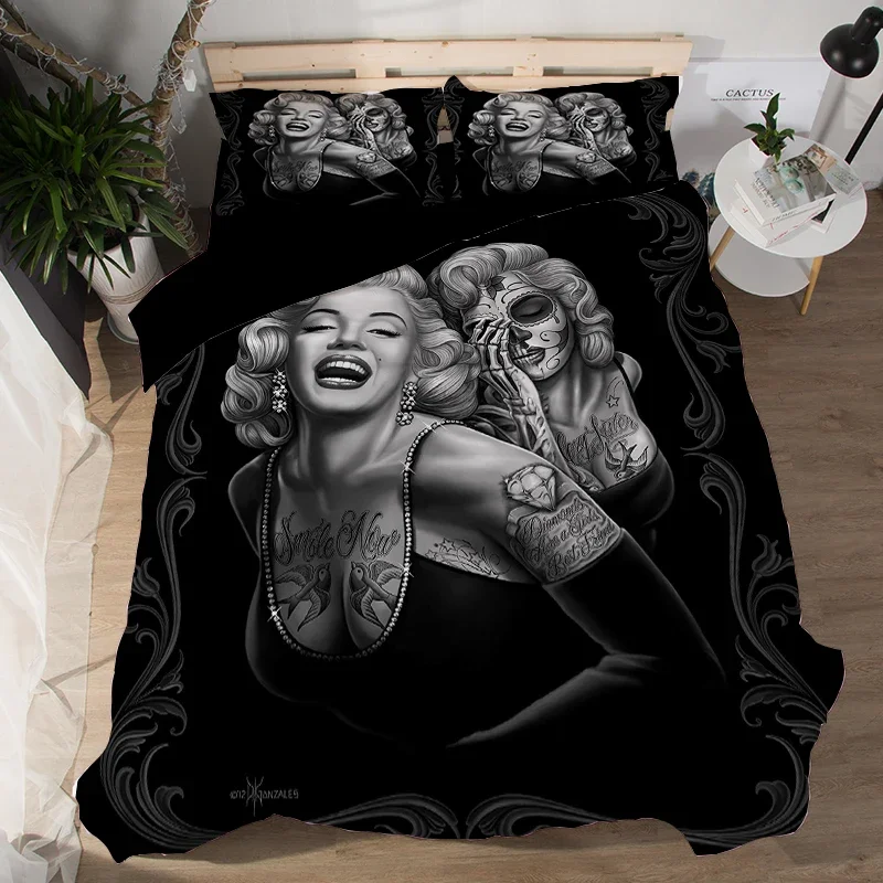 Sexy Goddess Marilyn Monroe 3D Printed Duvet Case Pillowcase Bedding Set Twin Full Queen Size for Bedroom Decor