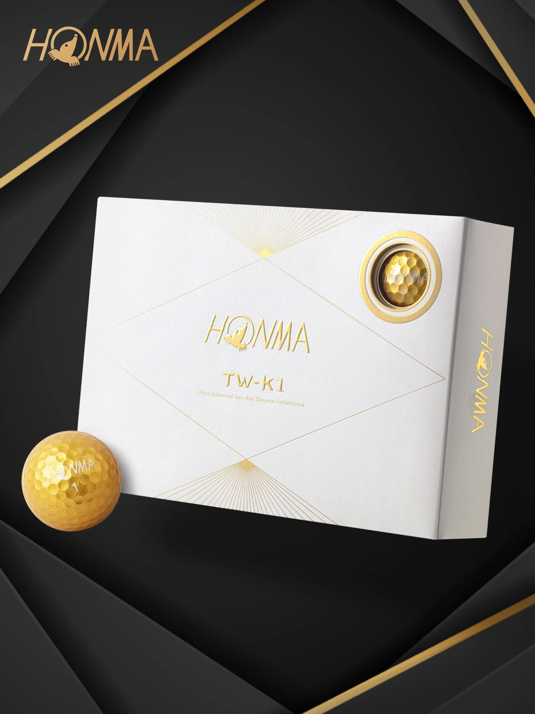 HONMA TW-K1 Golf Ball Set Single Box 12 Pack 3 Piece Golf Balls Soft Core Durable Cover High Control Performance