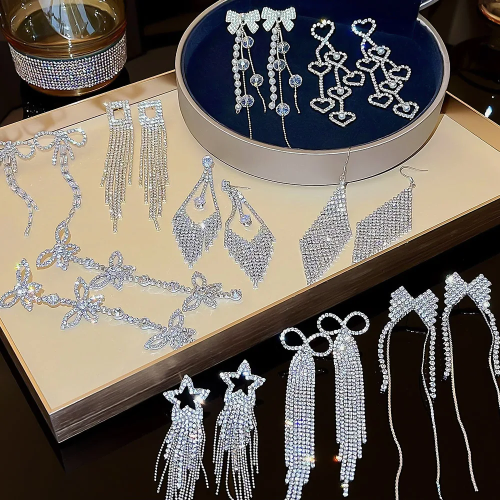 أقراط شرابة بإبرة من الفضة S925 ، أقراط تنحيف الوجه البسيطة الراقية ، عصرية ، جديدة ، بالجملة