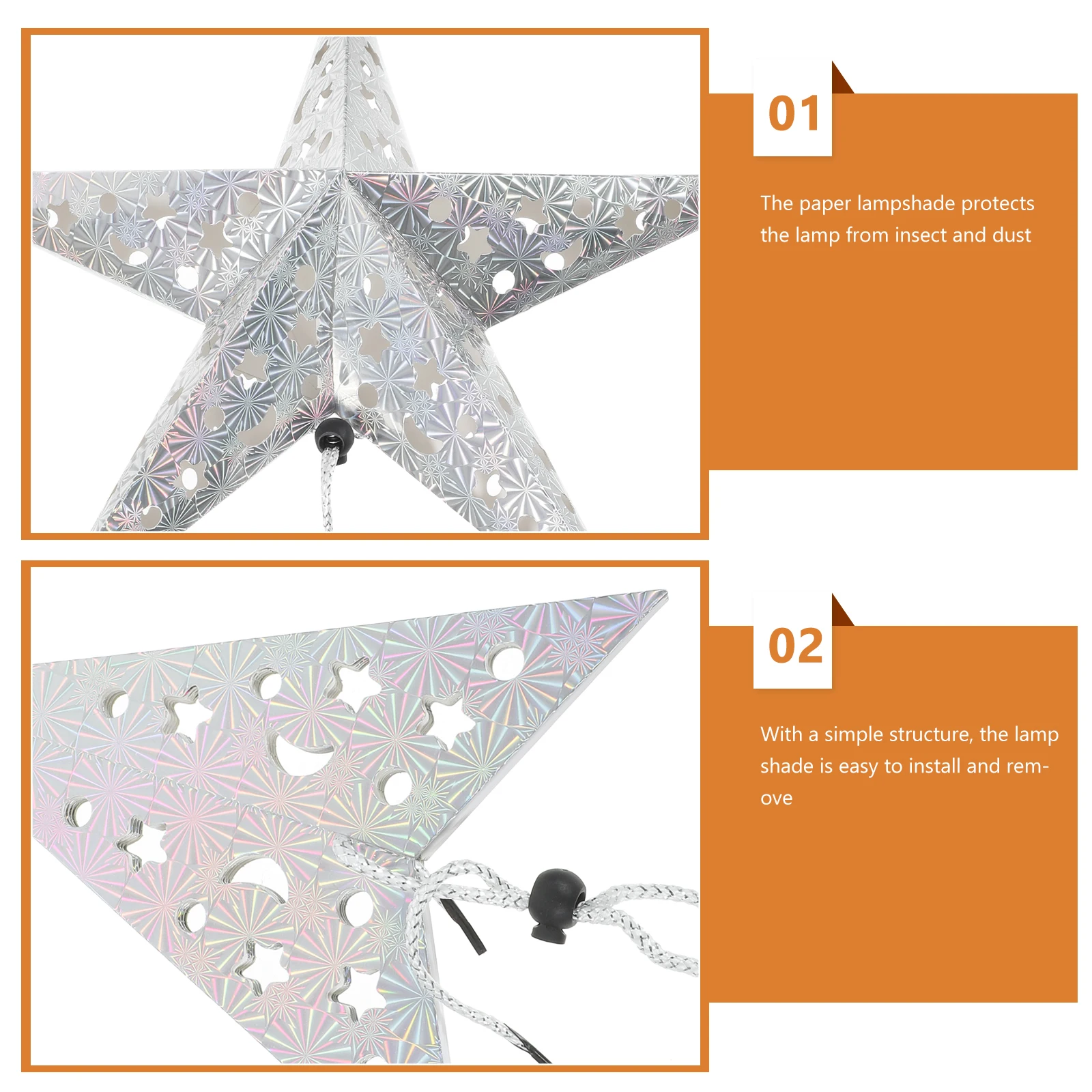 

5Pcs Star Lampshade Paper Hanging Lantern Shade Christmas Lighting Accessories Bedroom Living Room Decor