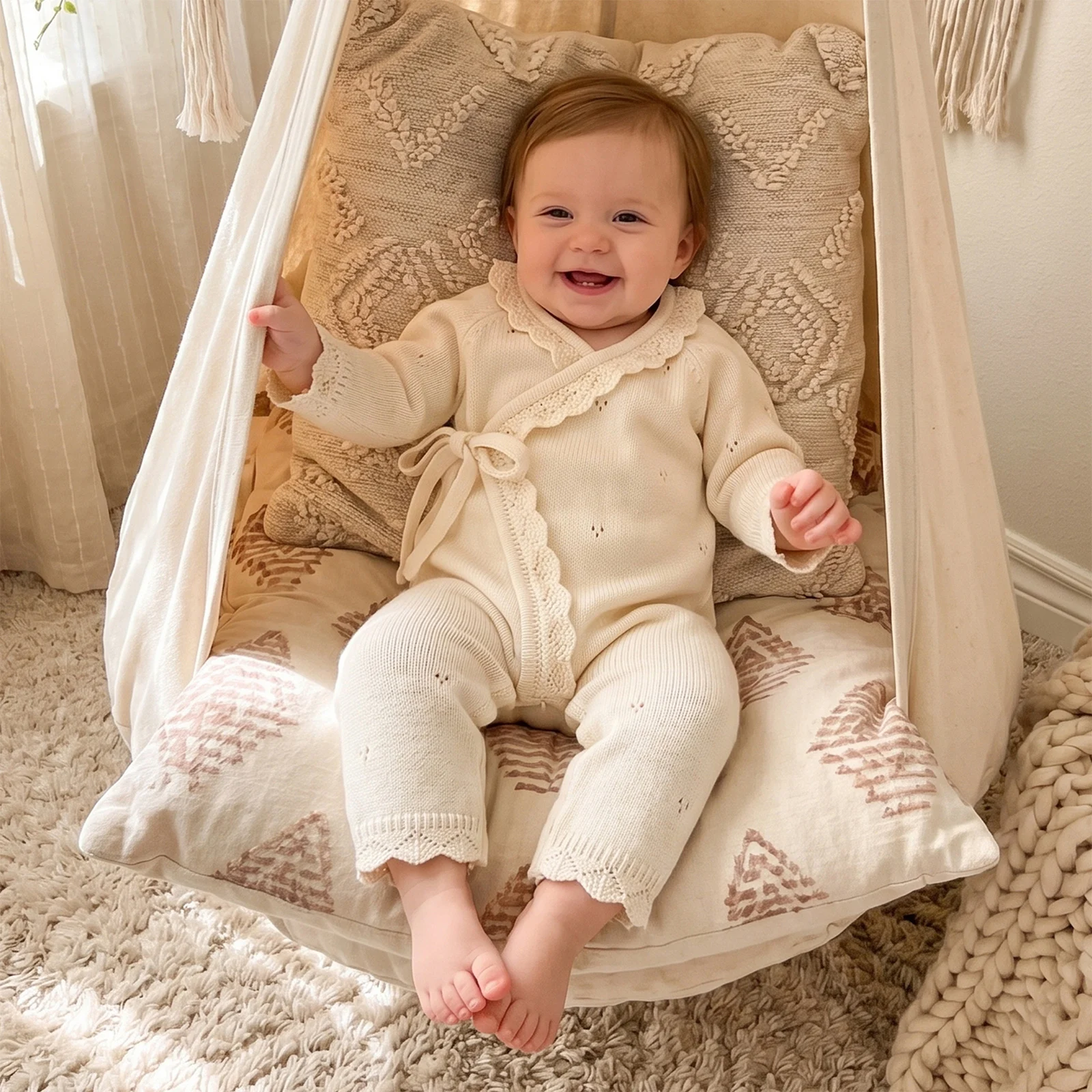 Scallop Knit Baby Romper 2