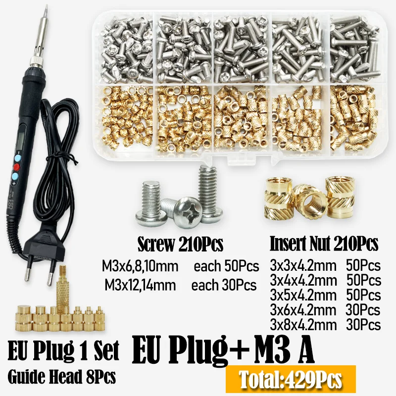 Wärme Set Einsatz Lötkolben Spitze Kopf M2 M3 M4 Hot Melt Einsätze Mutter Messing Schraube Eingebettet Gewinde Einsetzen Kit Kunststoff 3d Druck