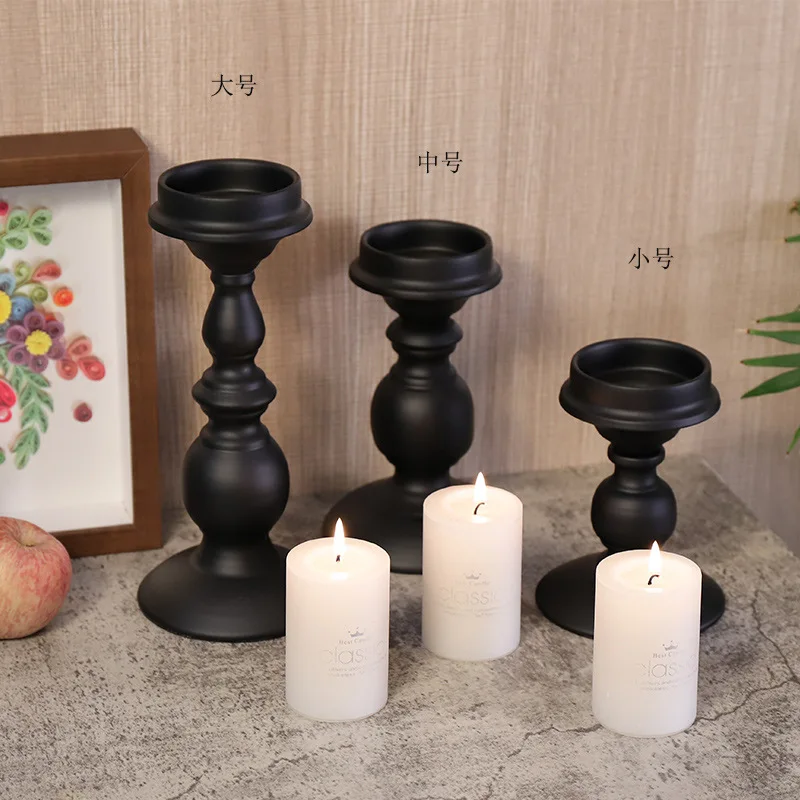 Withered Black Nordic Aromatherapy Candle Cup Lacquered Iron Candlestick Set Home Decoration Candlelight Dinner Candlestick