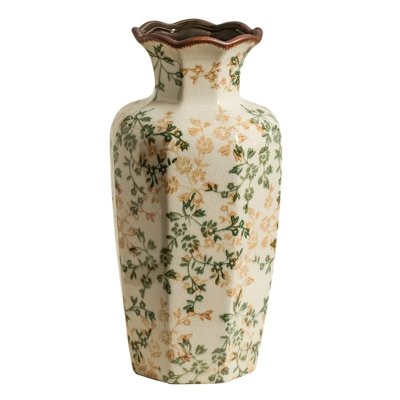 High-end new Chinese retro blue and white porcelain vase water flower arrangement flower pot flower living