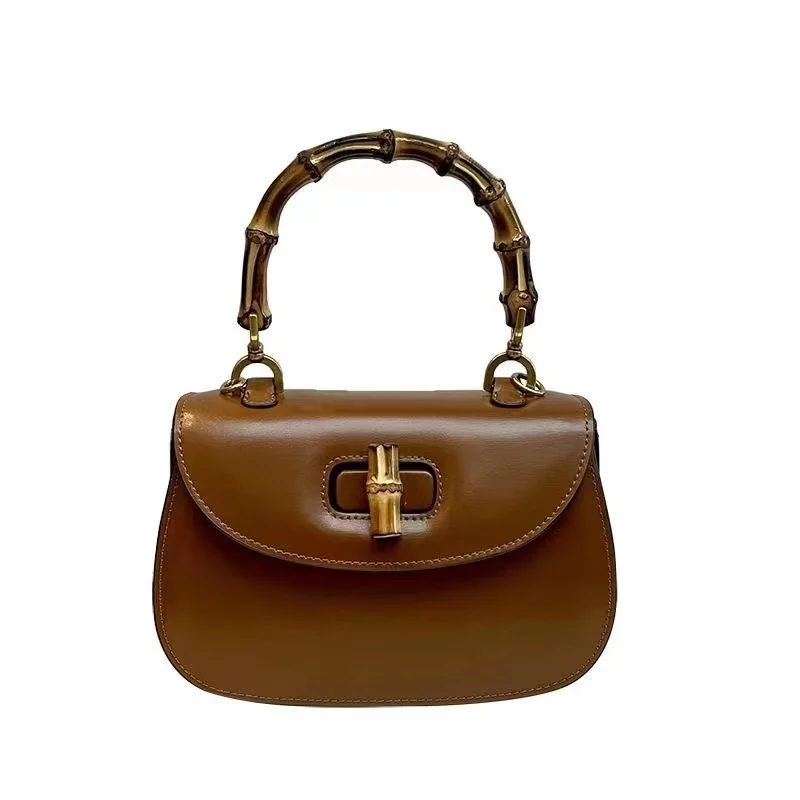 

GENE MK Genuine Leather Bamboo Node Women's Bag Saddle Bag Crossbody Small 2025 New High-End Single oulder Handbag
