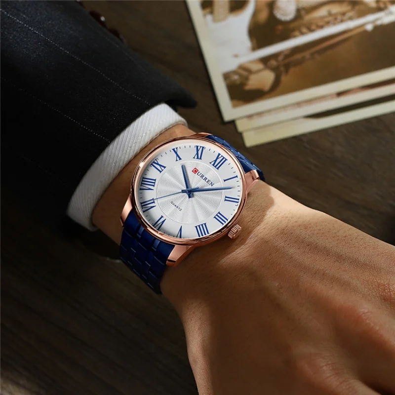 CURREN 8422 Elegant Quartz Watches for Men Popular Business Simple Roman Stainless Steel Watch Waterproof Fashion Wristwatch