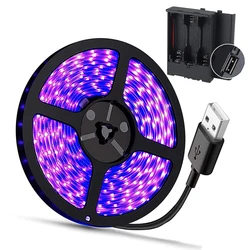 2.5M UV Led şerit işık USB DC5V UV siyah işık 390nm-400nm şerit floresan vücut boya dans parti sahne dekor için projektör